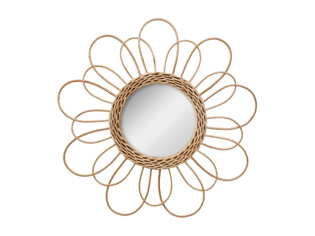 vente unique Miroir mural Fleur en Rotin D 38 cm