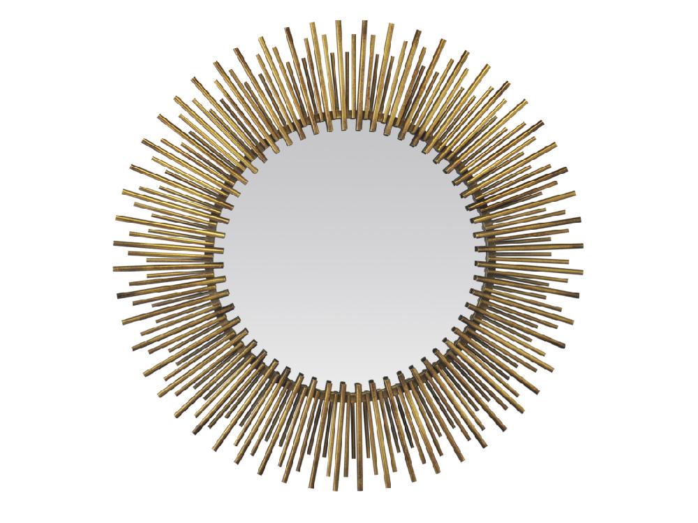 Vente Unique Miroir Soleil Métal Doré 80cm