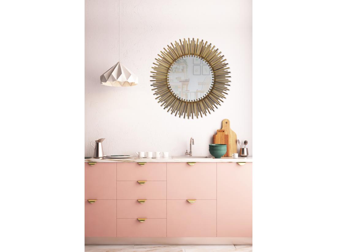 vente unique Miroir soleil métal doré 80cm