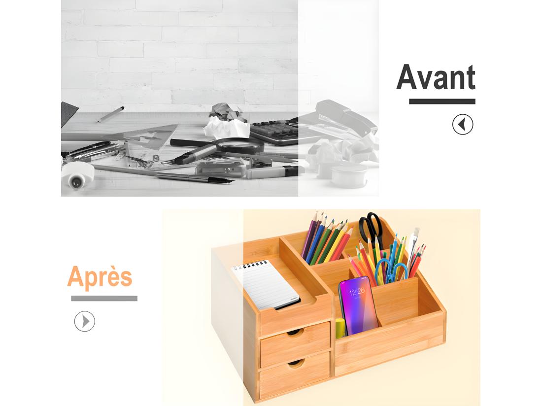 Vente Unique Organiseur De Bureau PRETO Bambou