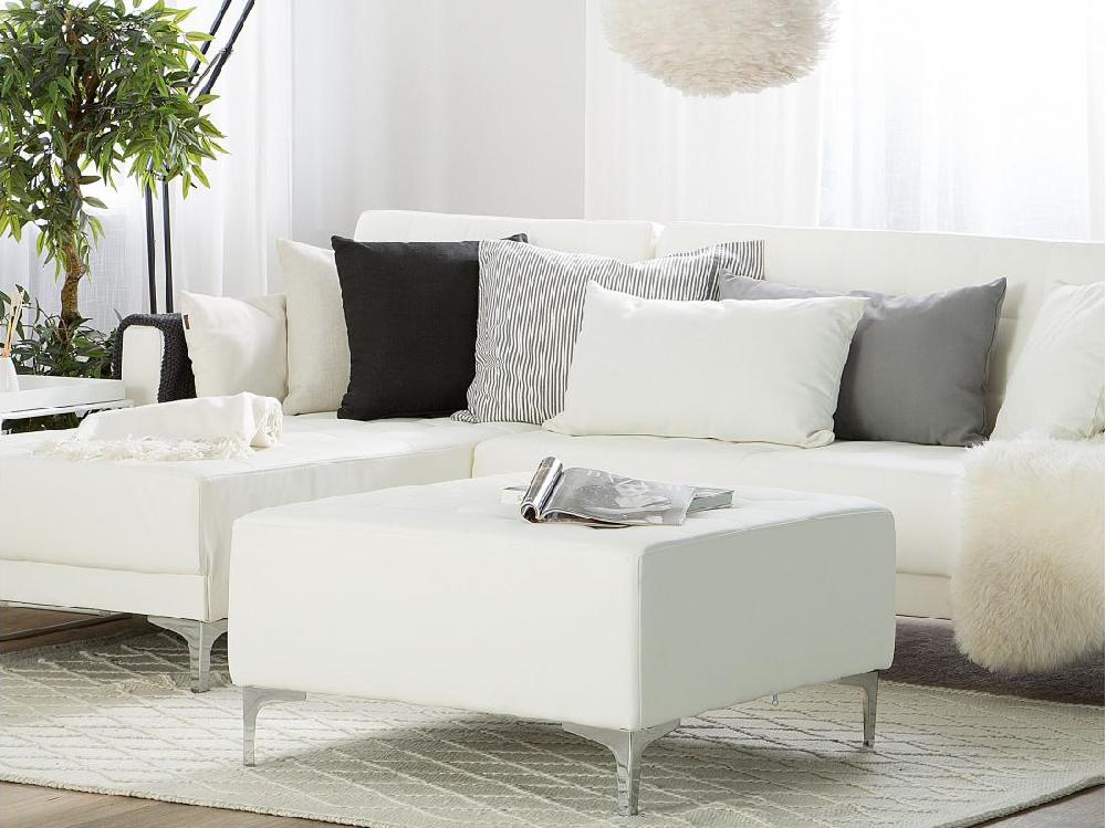 Vente Unique Ottoman ABERDEEN Cuir PU Blanc