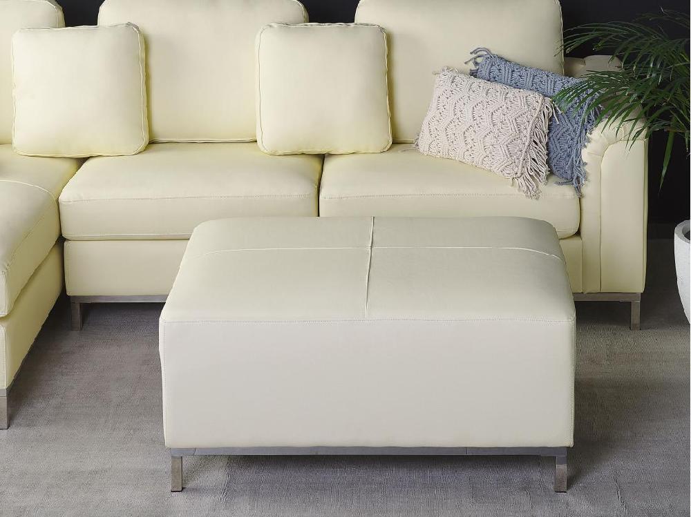Vente Unique Ottoman OSLO Cuir Crème