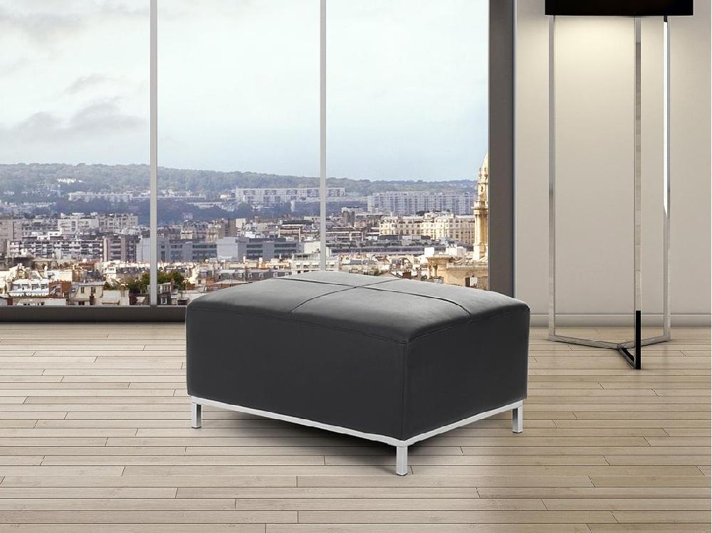 Vente Unique Ottoman OSLO Cuir Noir