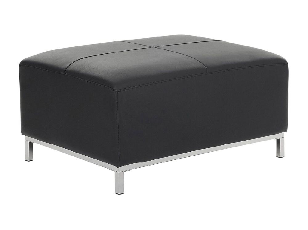 vente unique Ottoman OSLO Cuir Noir