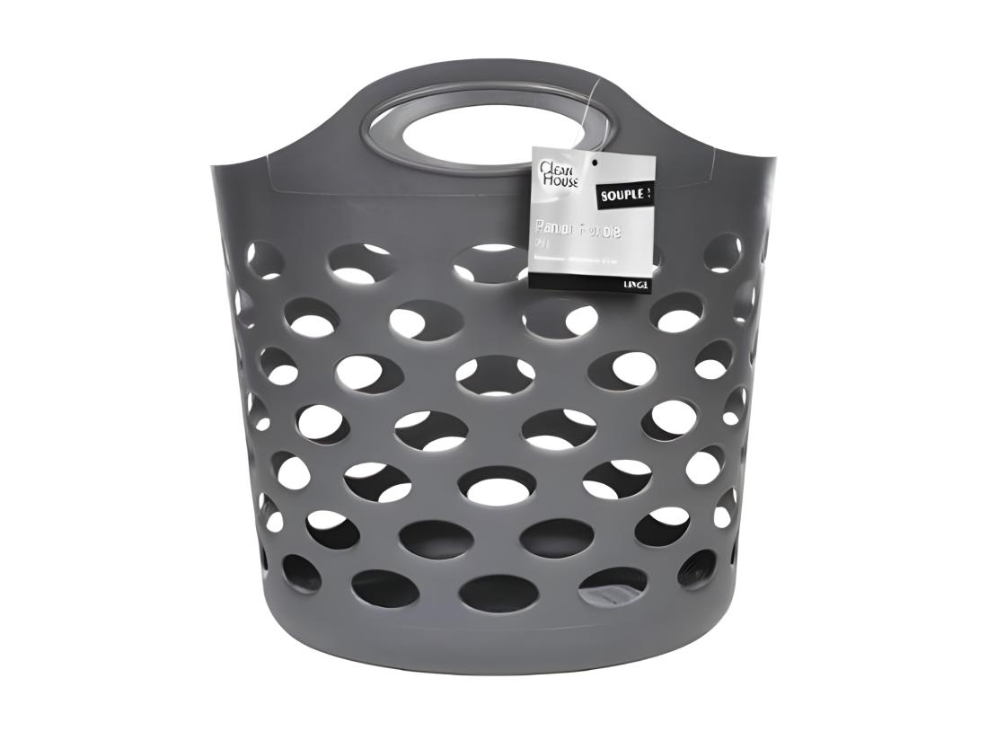 Vente Unique Panier à Linge - 28 L - Gris