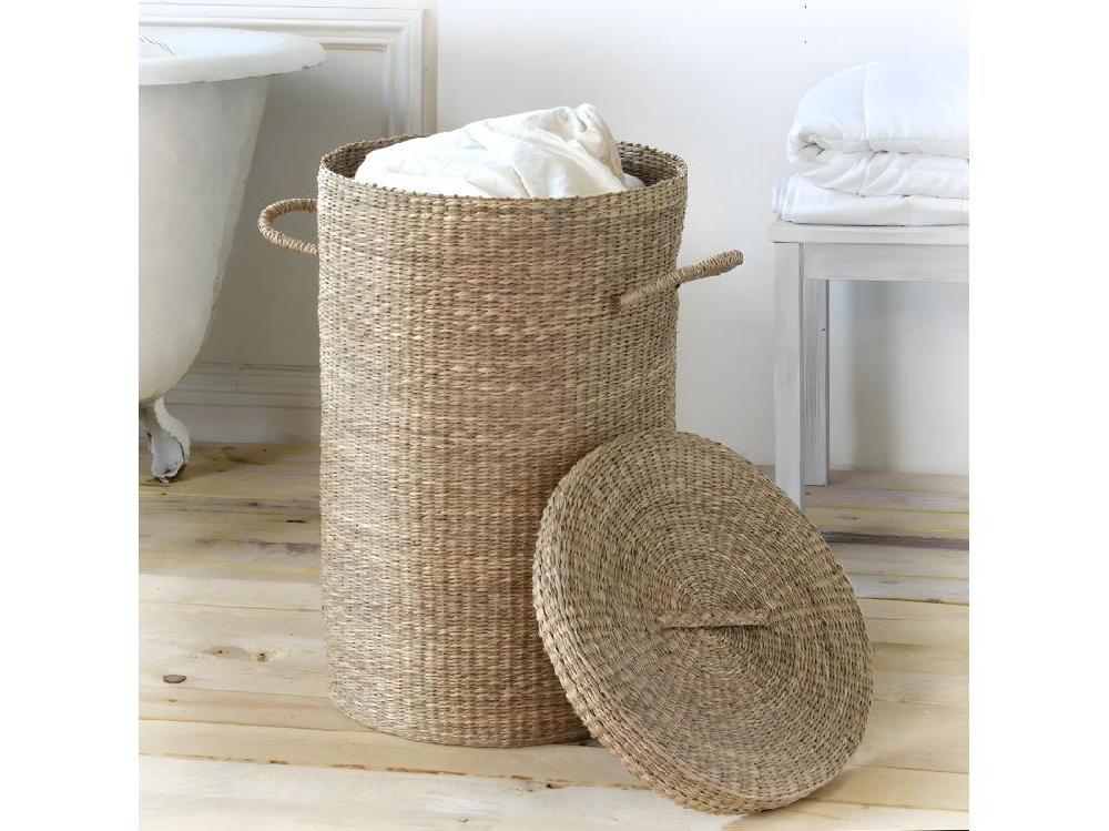 Vente Unique Panier à Linge En Jonc De Mer Naturel