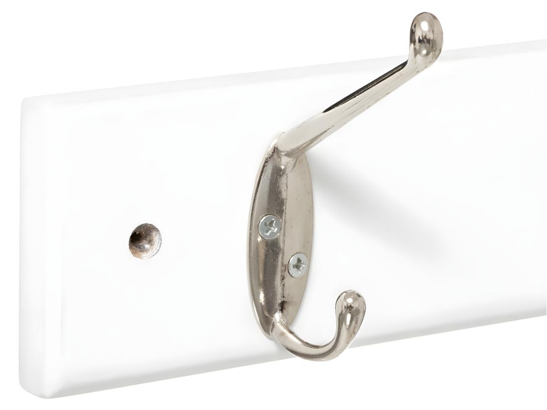 Vente Unique Patère Blanc En Bois 6 Têtes En Métal