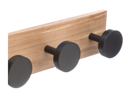 Vente Unique Patère En Bois 4 Têtes Noires L 40 Cm