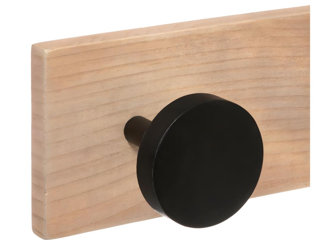 vente unique Patère en Bois 6 Têtes Noir en bois