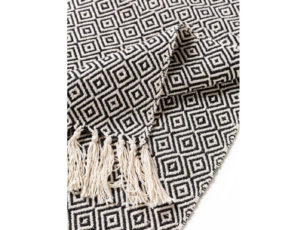 Vente Unique Plaid En Coton Jasmin Noir 125x150 Cm