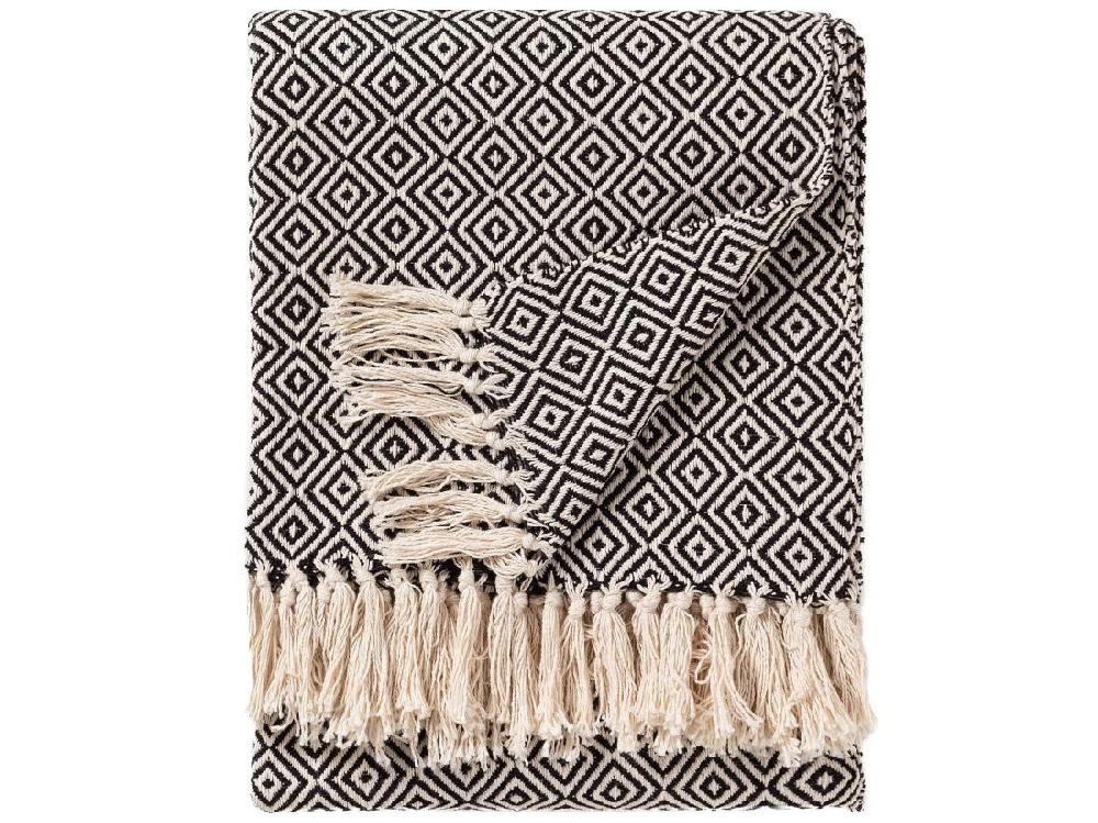 vente unique Plaid en coton Jasmin Noir 125x150 cm