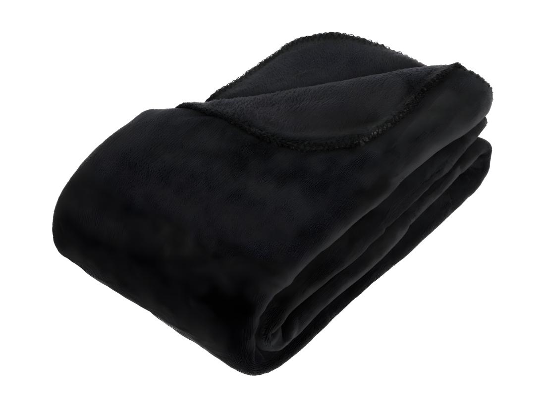 Vente Unique Plaid Microfibre Noir 180 X 230 Cm