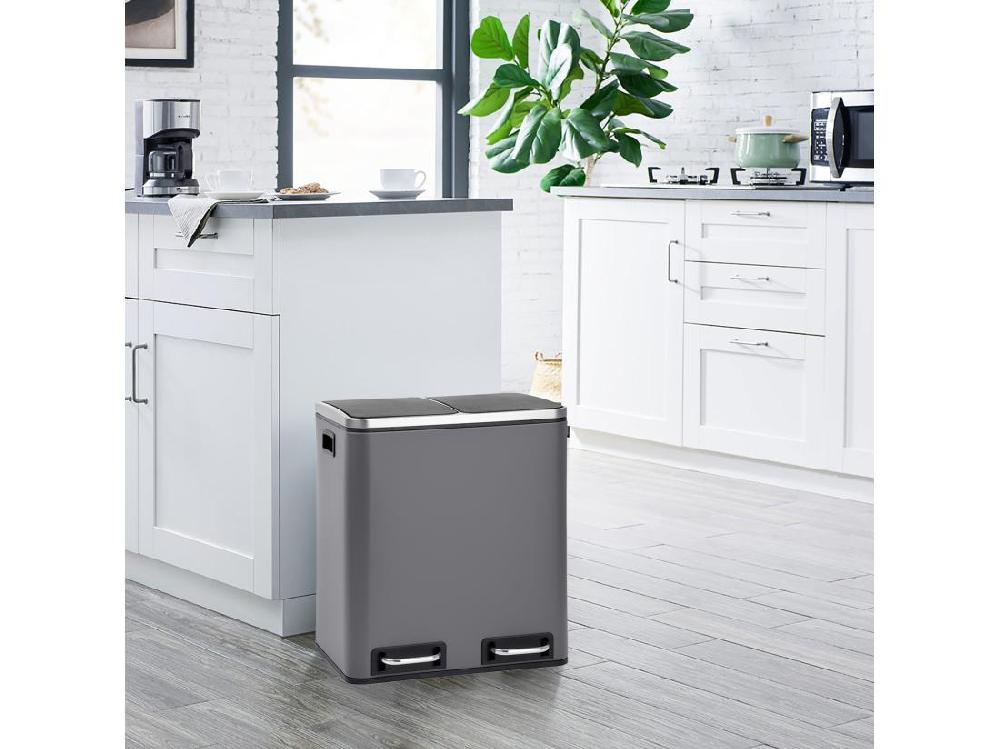 Vente Unique Poubelle De Tri 30L En Inox