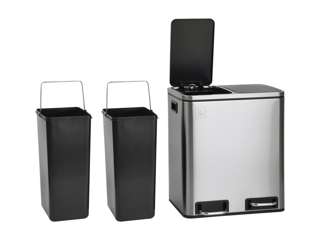 Vente Unique Poubelle De Tri 30L En Inox