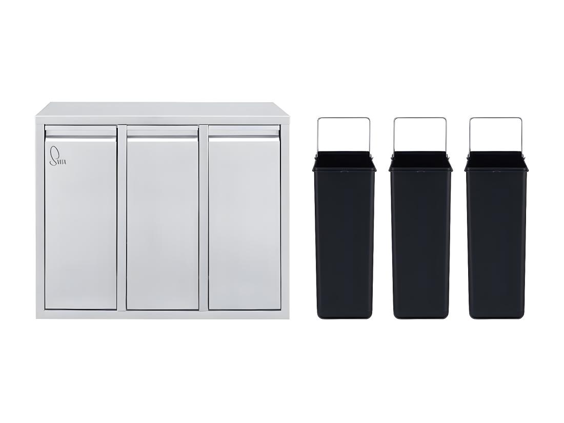 Vente Unique Poubelle De Tri 3x15L En Inox