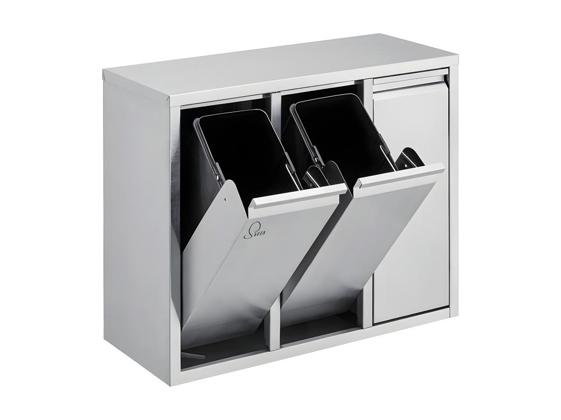 Vente Unique Poubelle De Tri 3x15L En Inox