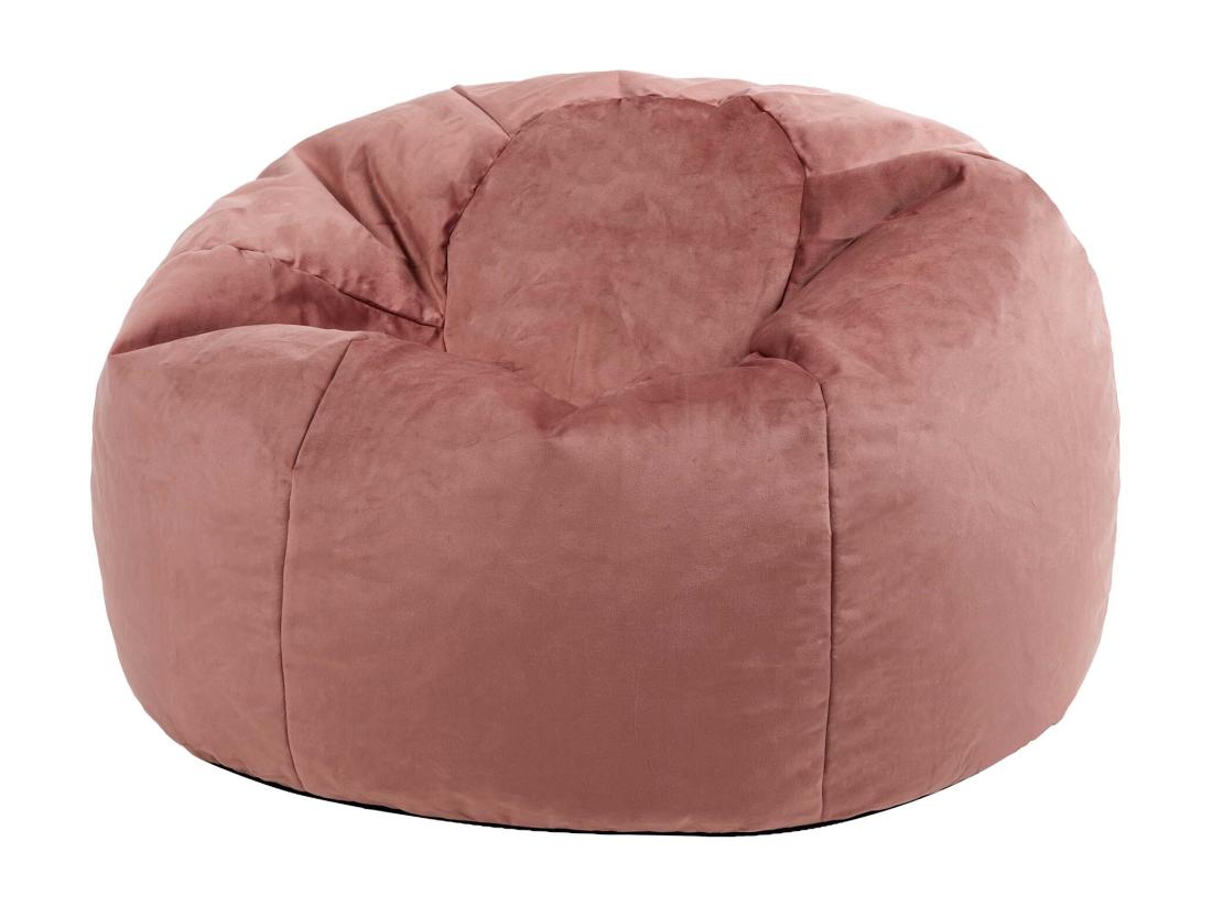 Vente Unique Pouf Classique Velours Rose - AURORA