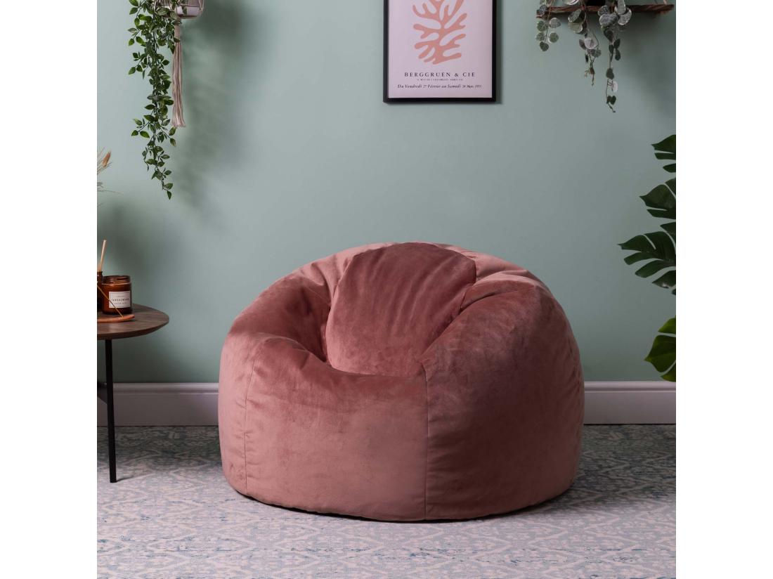 vente unique Pouf classique velours rose - AURORA