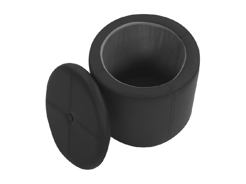 Vente Unique Pouf Coffre En Cuir PU Noir MARYLAND