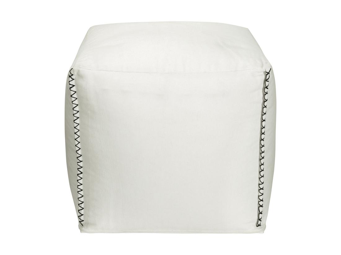 Vente Unique Pouf En Coton Blanc OURIKA