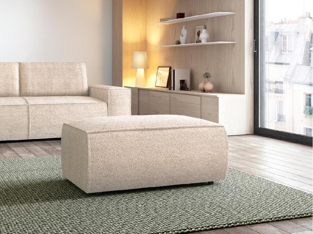 vente unique Pouf en tissu bouclette beige AMELIA