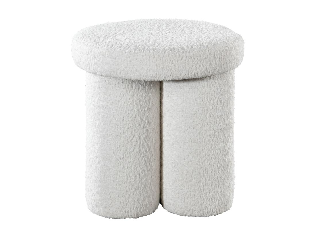 Vente Unique Pouf En Tissu Bouclette Blanc CONOMO