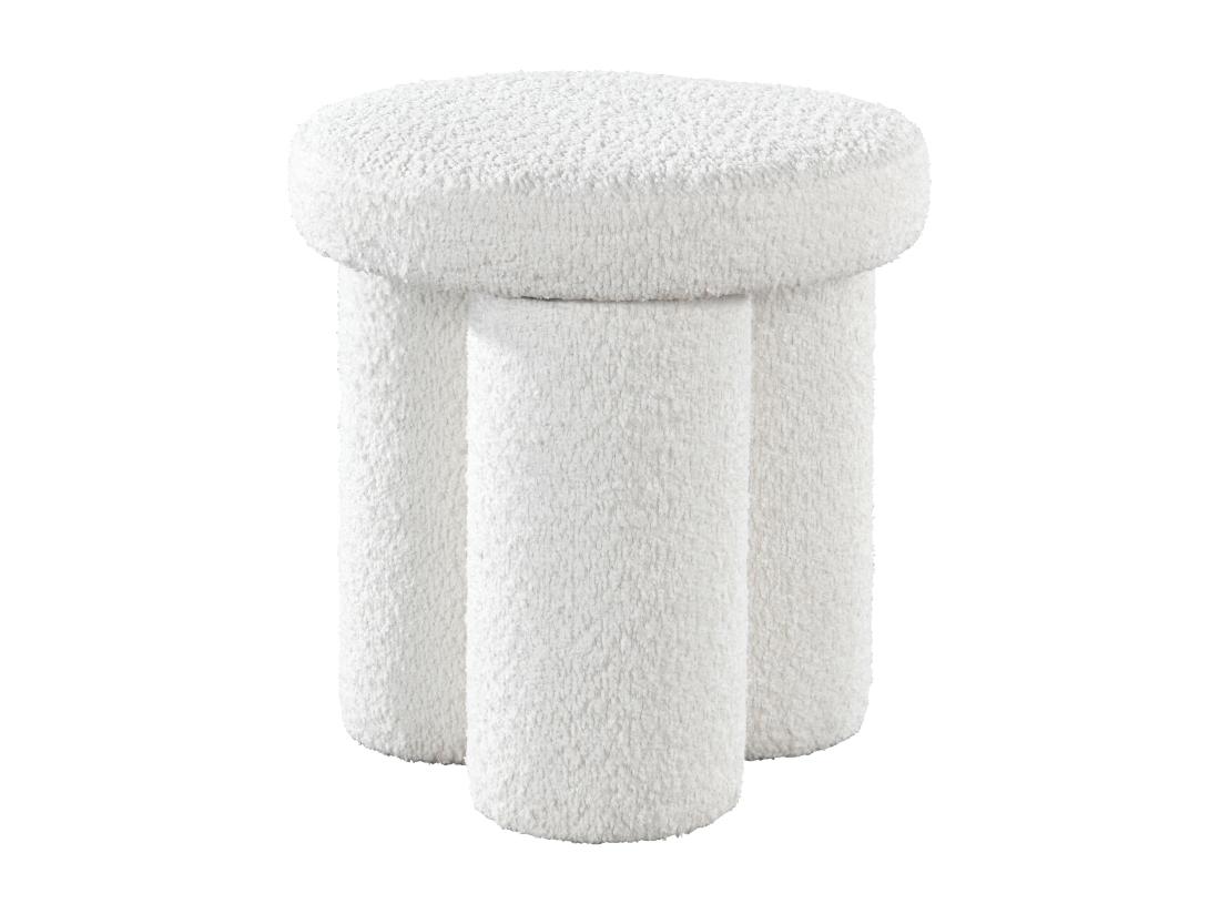 Vente Unique Pouf En Tissu Bouclette Blanc CONOMO