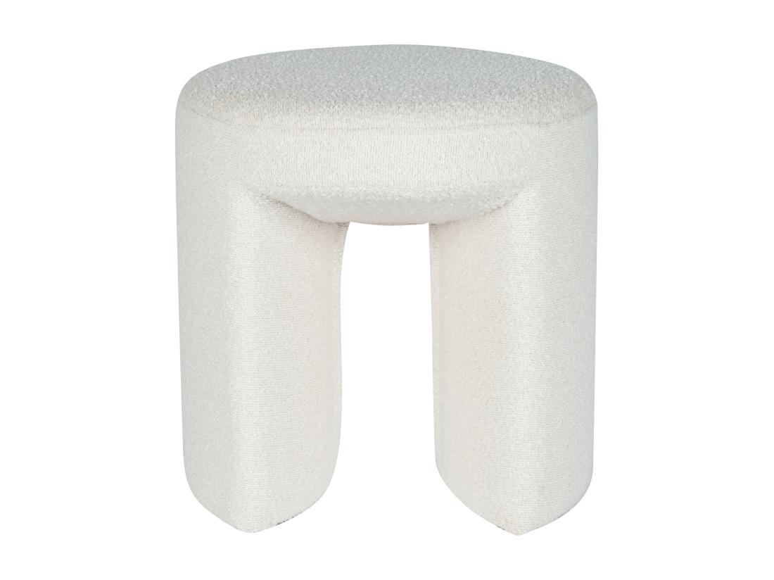 Vente Unique Pouf En Tissu Bouclette Blanc DUTLIO