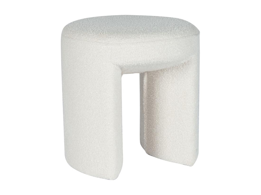 Vente Unique Pouf En Tissu Bouclette Blanc DUTLIO