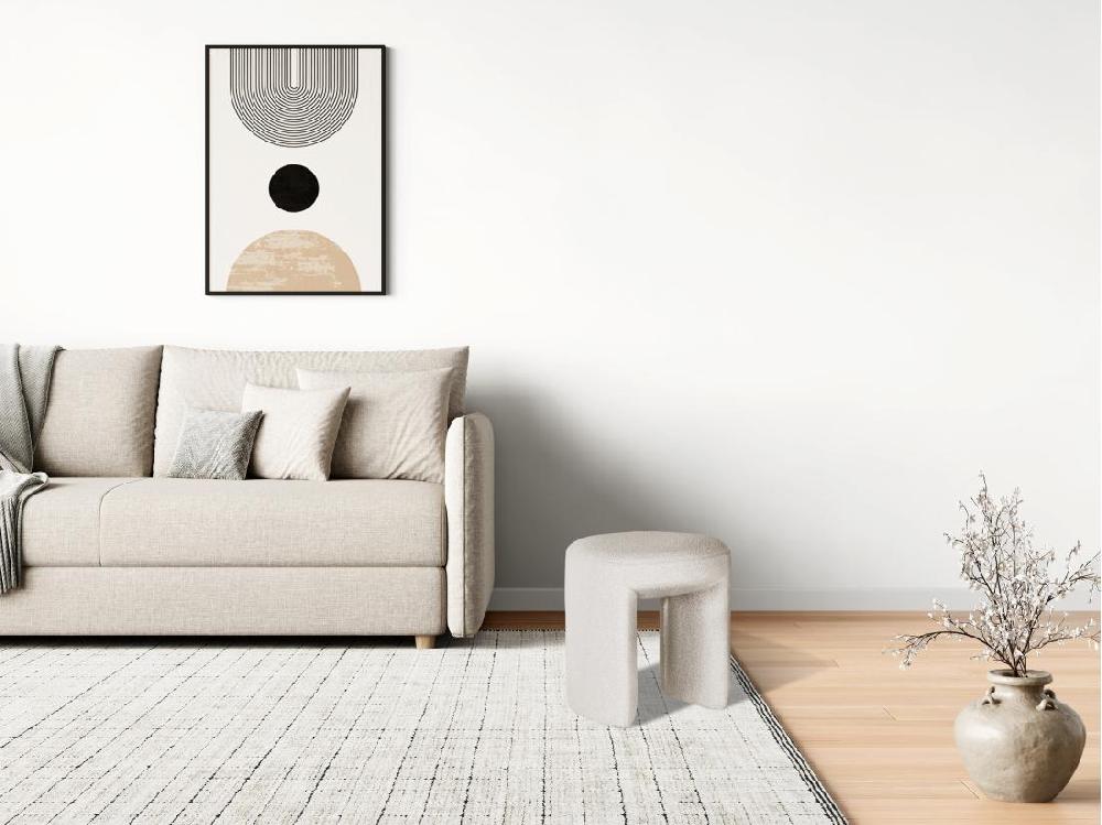 vente unique Pouf en tissu bouclette blanc DUTLIO