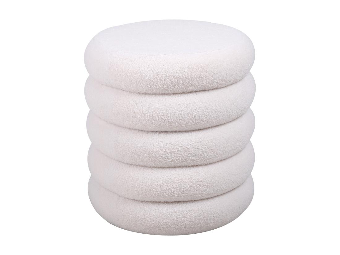 Vente Unique Pouf En Tissu Bouclette Blanc ECAMBI