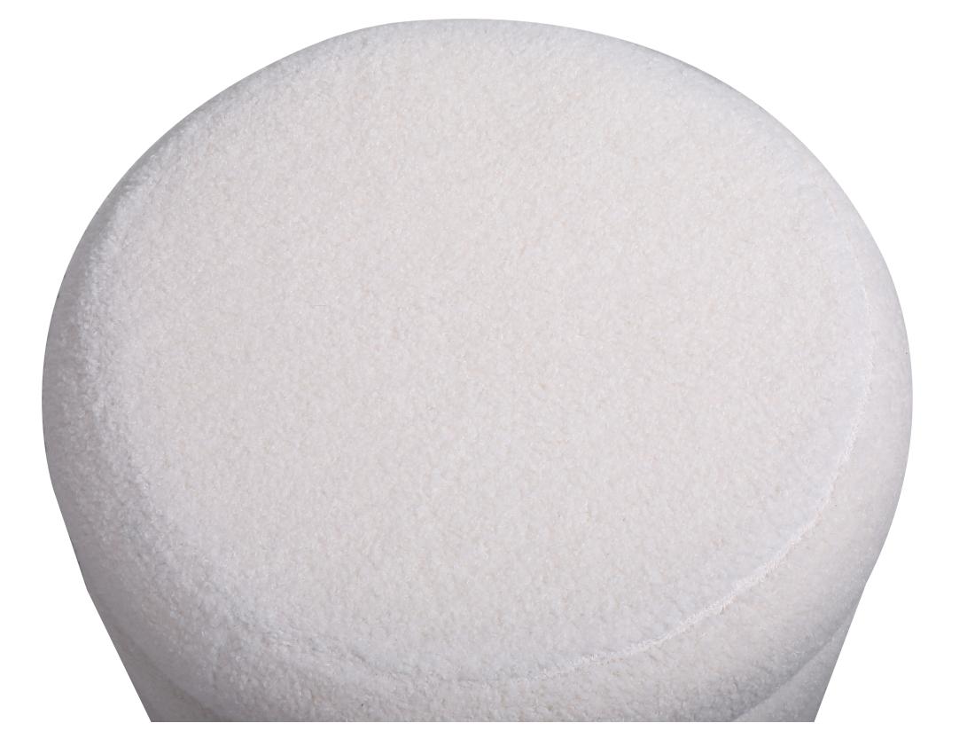 Vente Unique Pouf En Tissu Bouclette Blanc ECAMBI