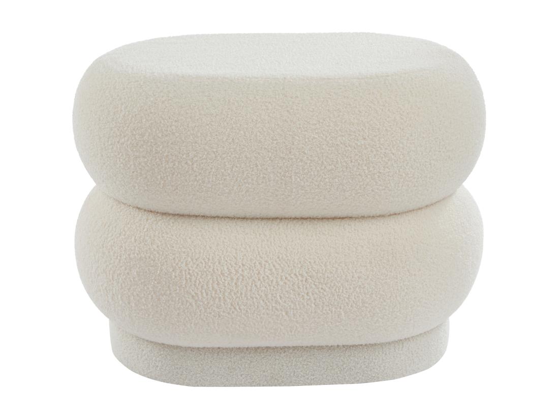 Vente Unique Pouf En Tissu Bouclette Blanc LECINIO