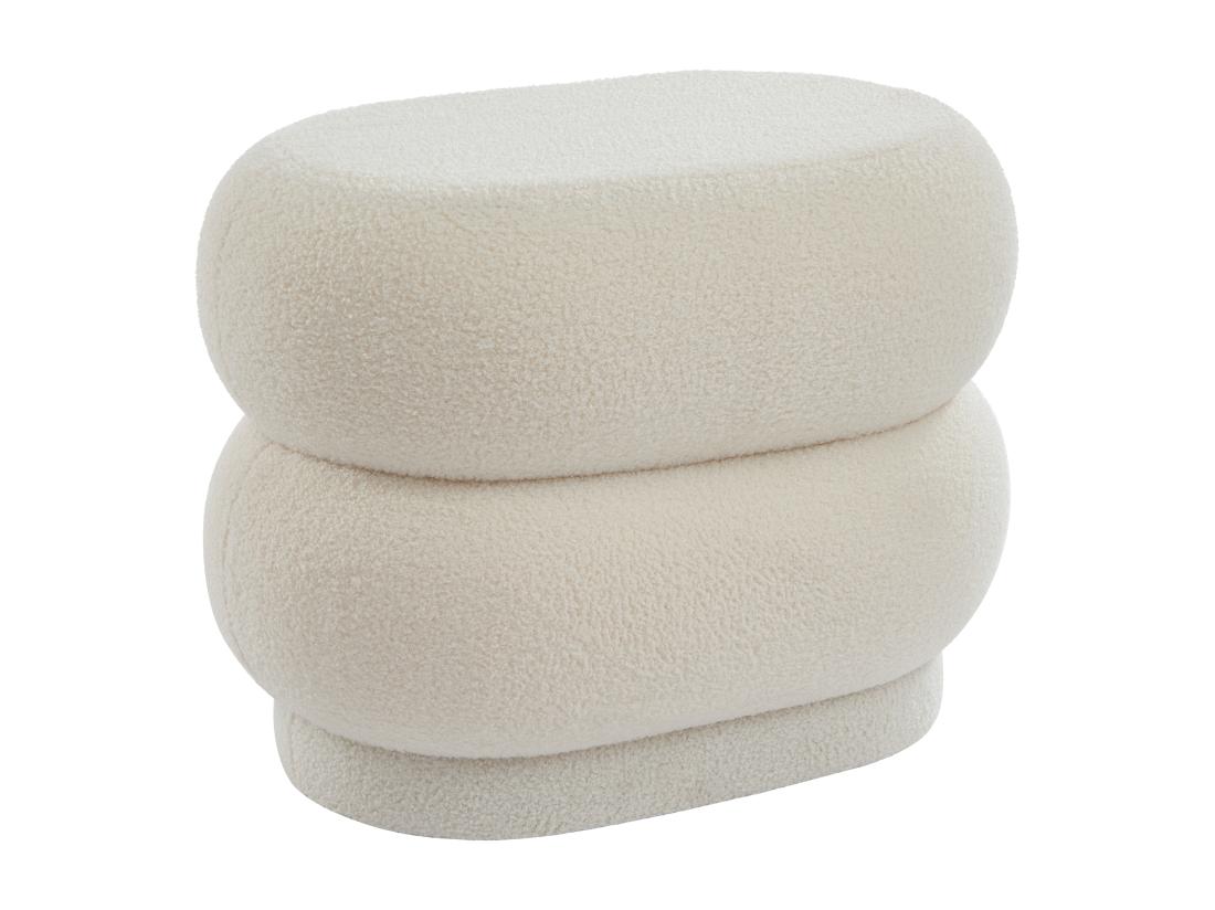 Vente Unique Pouf En Tissu Bouclette Blanc LECINIO