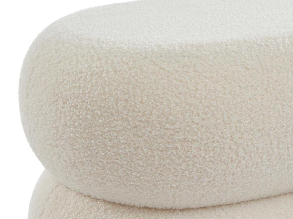 Vente Unique Pouf En Tissu Bouclette Blanc LECINIO