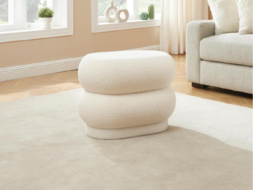 vente unique Pouf en tissu bouclette blanc LECINIO