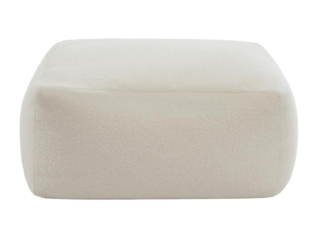 Vente Unique Pouf En Tissu Bouclette Blanc SIRIETO