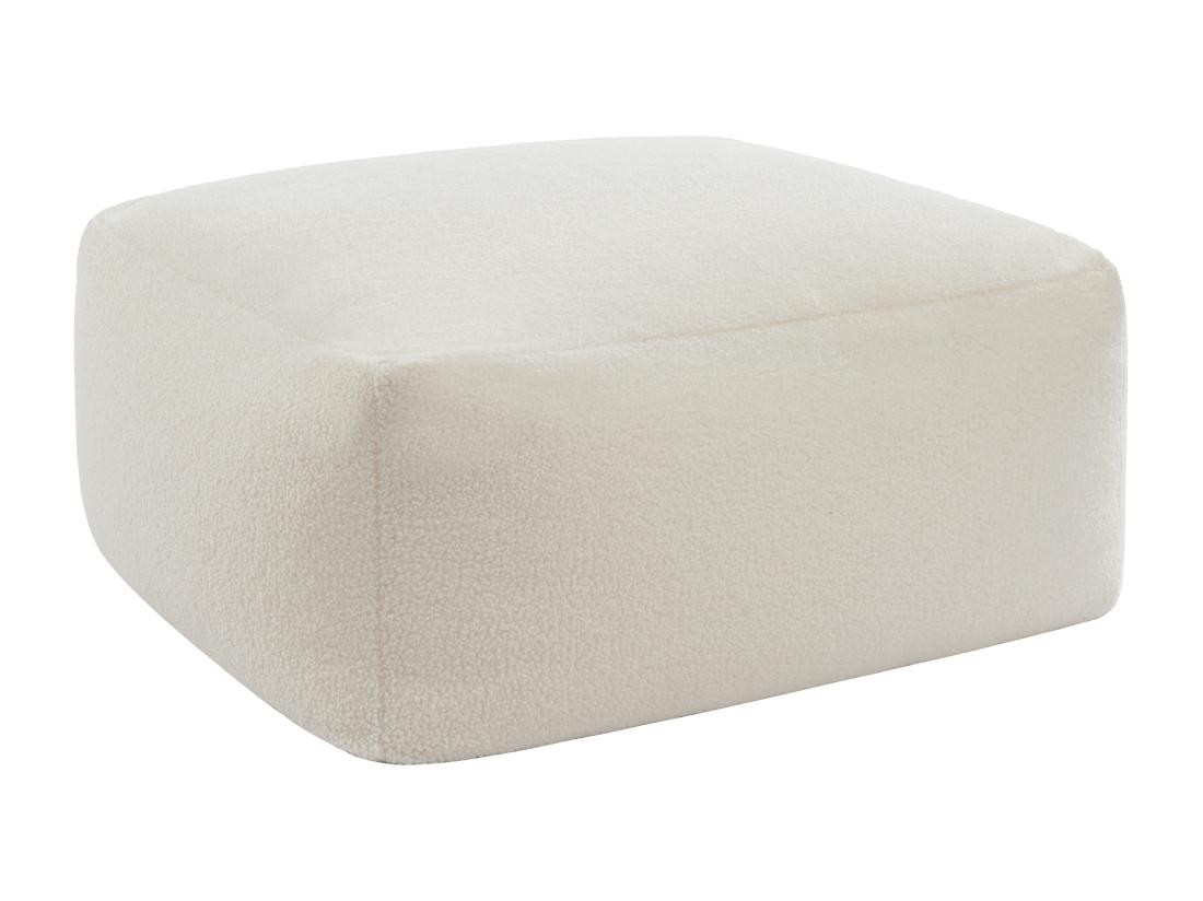 Vente Unique Pouf En Tissu Bouclette Blanc SIRIETO
