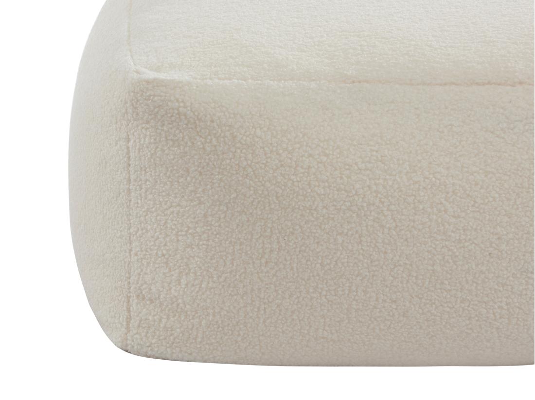 Vente Unique Pouf En Tissu Bouclette Blanc SIRIETO
