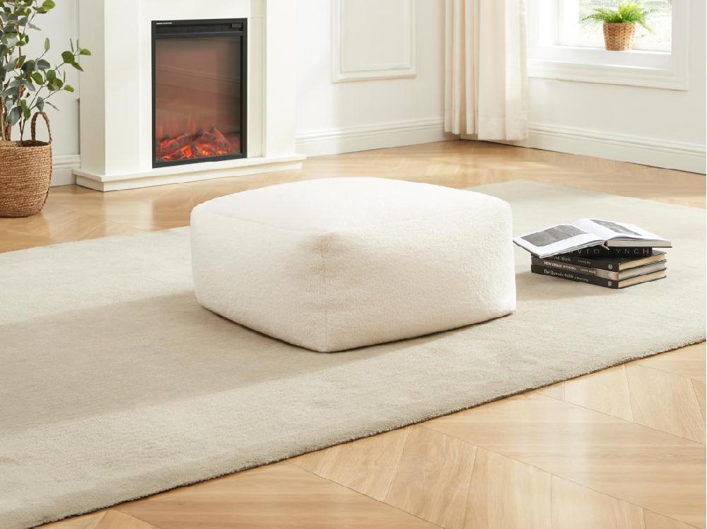 vente unique Pouf en tissu bouclette blanc SIRIETO