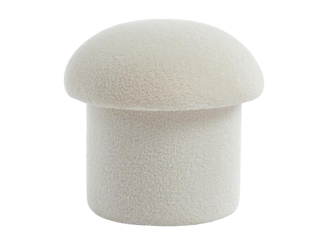 Vente Unique Pouf En Tissu Bouclette Blanc VALEZIO