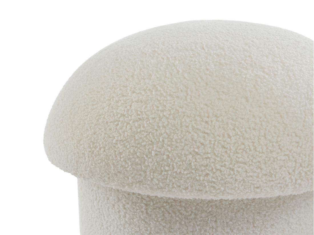 Vente Unique Pouf En Tissu Bouclette Blanc VALEZIO