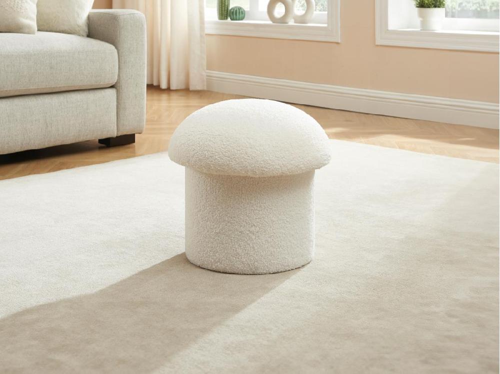vente unique Pouf en tissu bouclette blanc VALEZIO