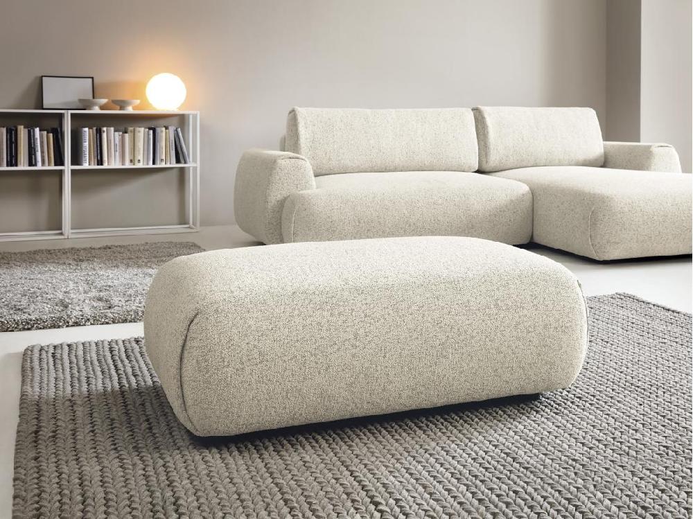 vente unique Pouf en tissu texturé beige MONELIA