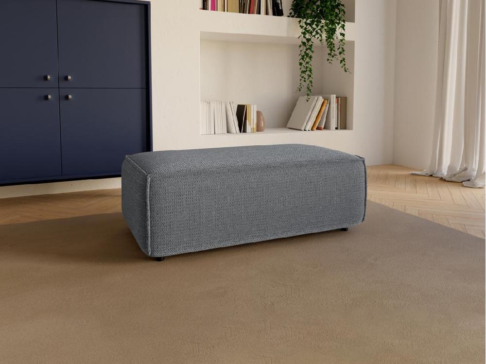 vente unique Pouf en tissu texturé bleu AMELIA