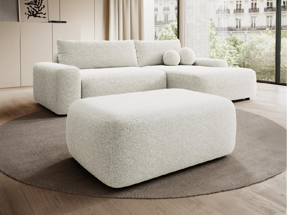 vente unique Pouf en tissu texturé crème DAVISO