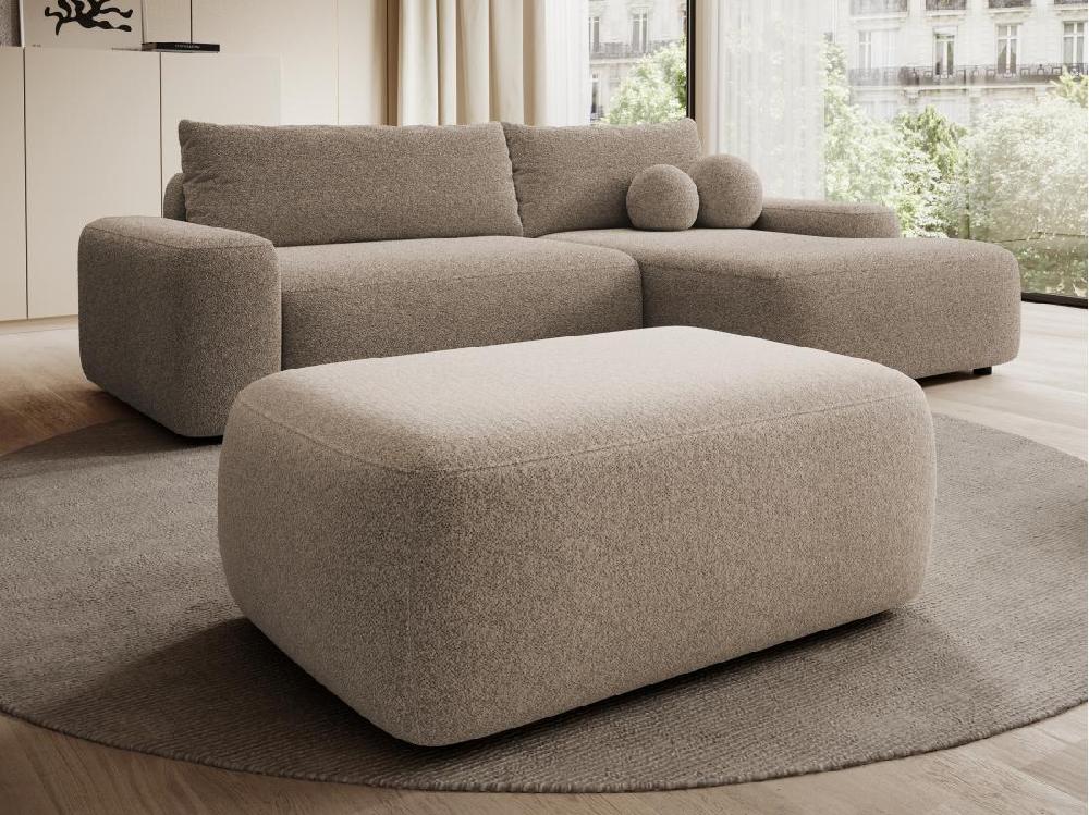 vente unique Pouf en tissu texturé taupe DAVISO