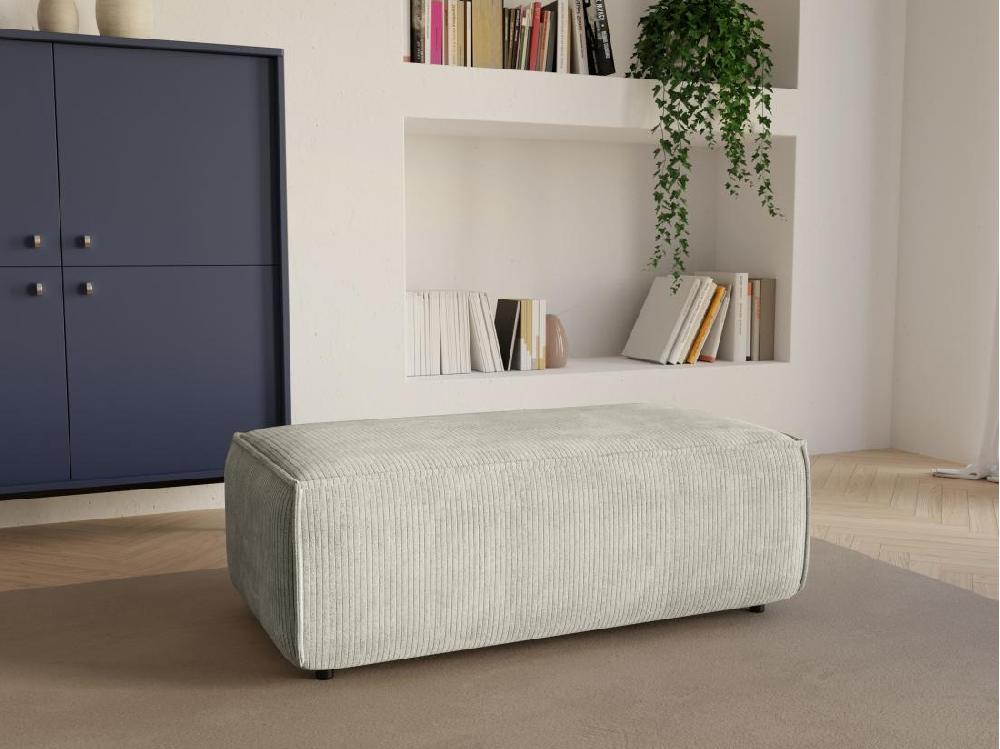 vente unique Pouf en velours côtelé beige AMELIA