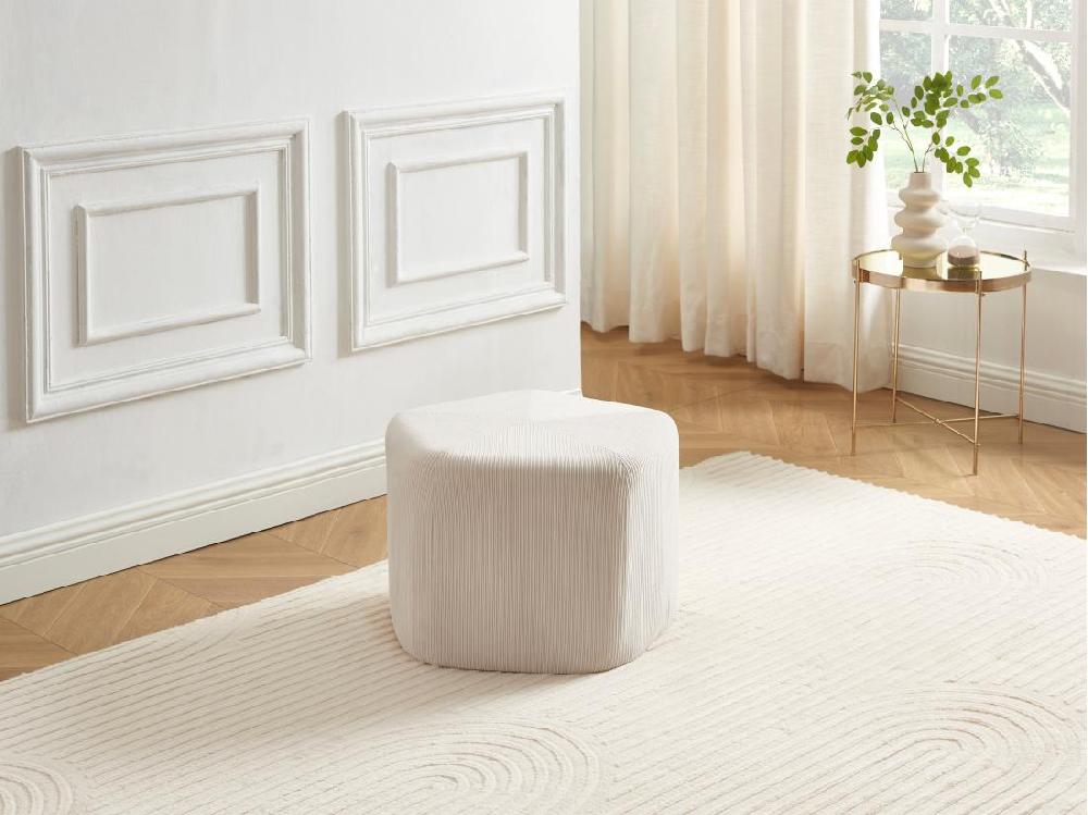 vente unique Pouf en velours côtelé beige TALODI