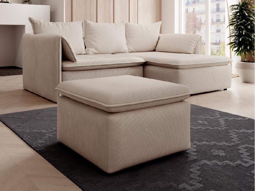 vente unique Pouf en velours côtelé beige TEODORA